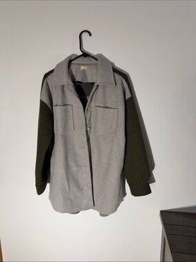 Hem & Thread Light Gray Wool Blend Shacket